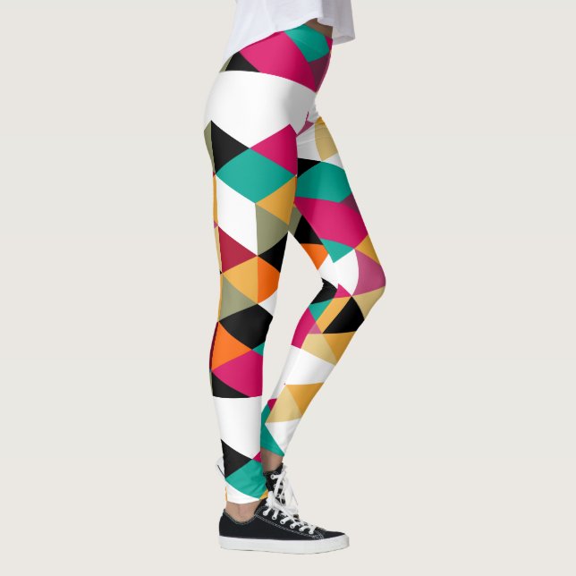 Modern färgstark geometrisk design leggings (Höger)