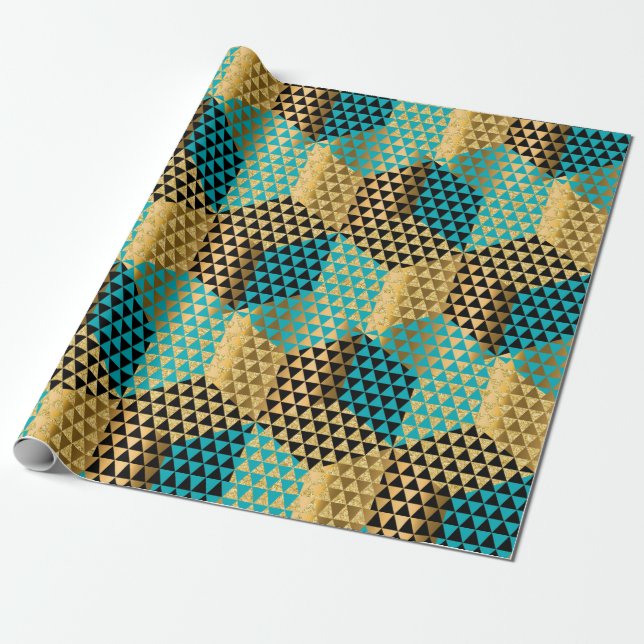 Modern färgstark geometrisk okton Mönster Presentpapper (Utrullad)