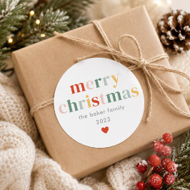 Modern Färgstark God Jul Runt Klistermärke