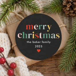 Modern Färgstark God Jul Runt Klistermärke