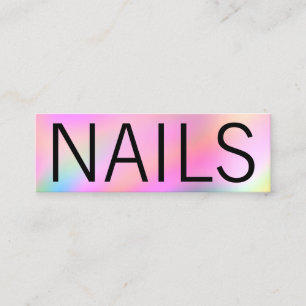 Modern, färgstark, holografisk nagelartist mini visitkort