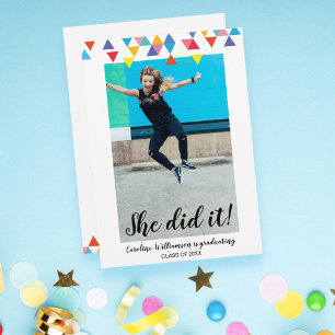 Modern färgstark inbjudan till fotoparti i Student