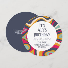 Modern färgstark inbjudan Vågigt födelsedag