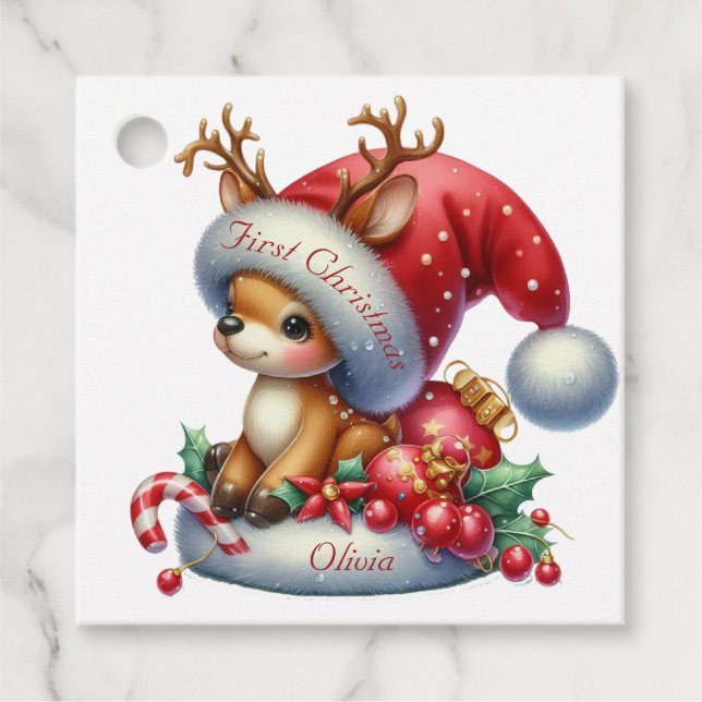 Modern färgstark jultema gåvor etiketter (Framsida)