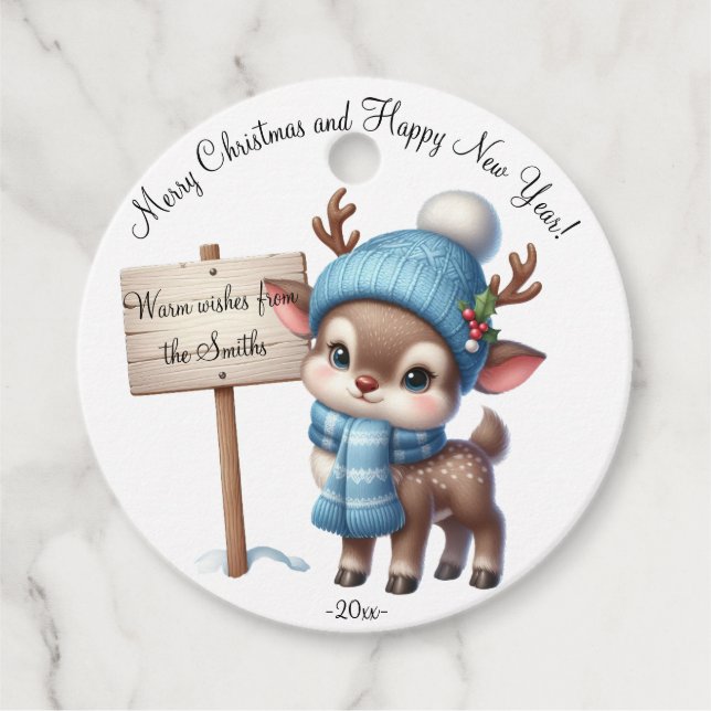 Modern färgstark jultema gåvor etiketter (Framsida)