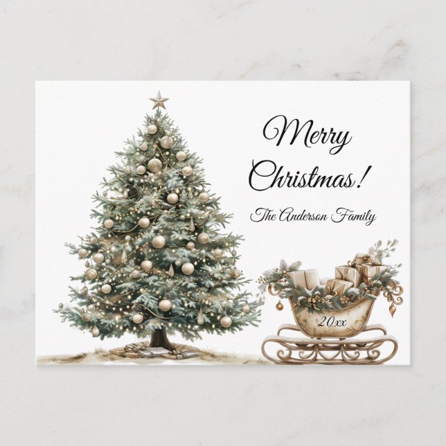 Modern färgstark jultema vykort (Framsida)