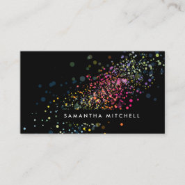 Modern färgstark konfetti Bokeh Black Visitkort
