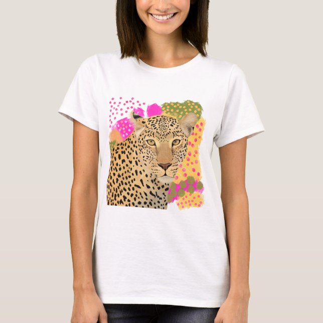Modern färgstark leopard t shirt (Framsida)