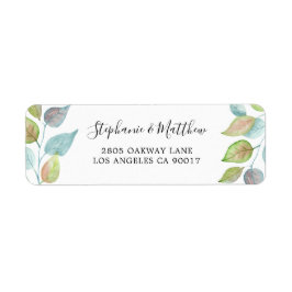 Modern färgstark Löv Vattenfärgsblomma Bröllop Returadress Etikett