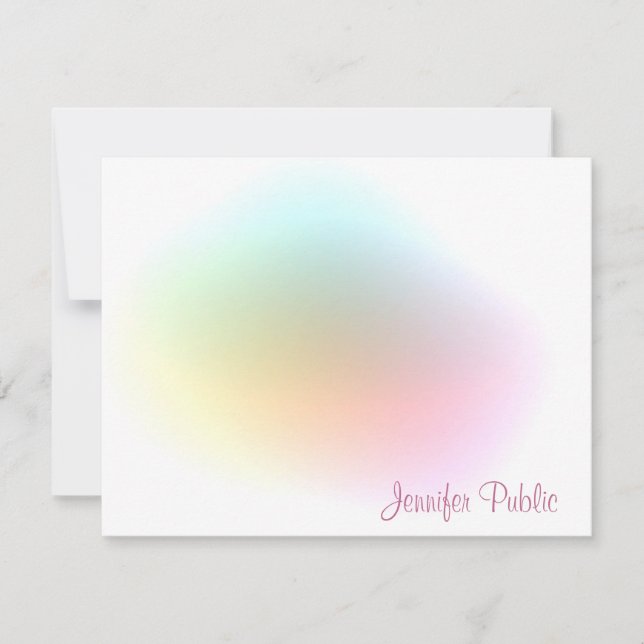 Modern färgstark mall, handskrivet skript överst anteckningskort (Framsida)