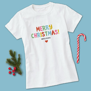 Modern färgstark matchningsfamilj för God jul T Shirt