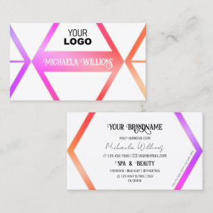 Modern färgstark med Chic Vit geometri och Logotyp Visitkort