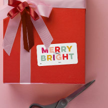 Modern färgstark merry- och Bright Gift-etikett