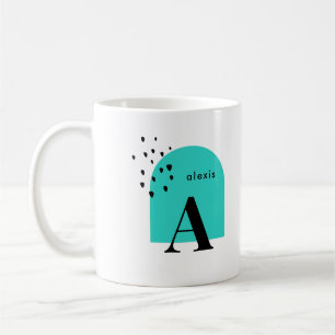 Modern färgstark monogram med bågar och punkter kaffemugg
