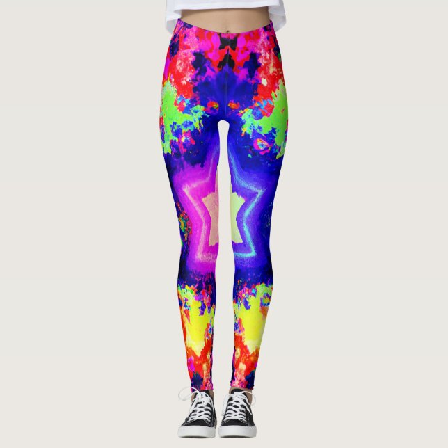 Modern färgstark Mönster-design Leggings (Framsida)