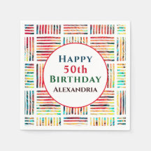 Modern färgstark näsduk 50:e födelsedagen