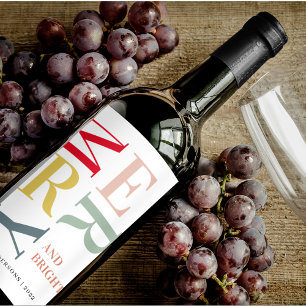 Modern färgstark nyhet och ljus   GLAD HELG Vinflaska Etikett