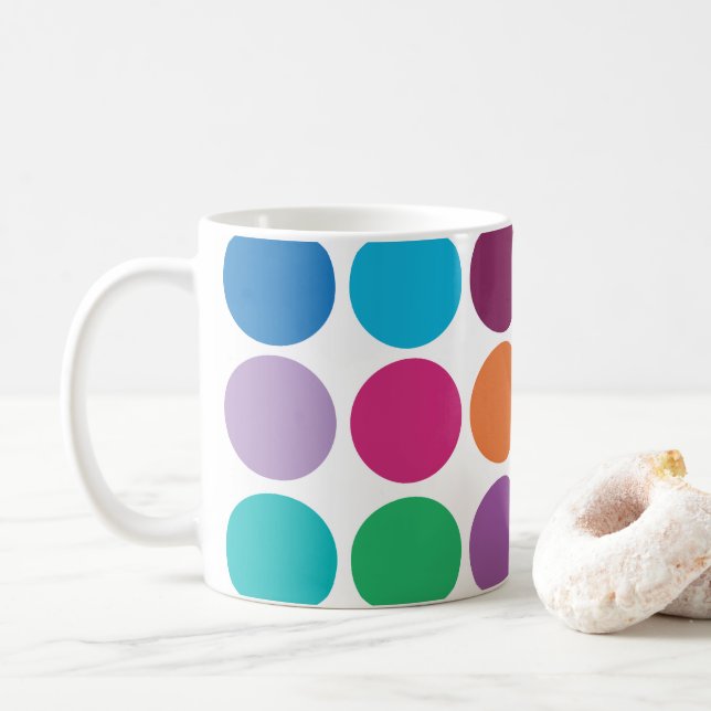 Modern färgstark polkpunkt kaffemugg (Med munk)
