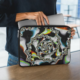 Modern färgstark Psychedelic Spiral Fractal Laptop Fodral