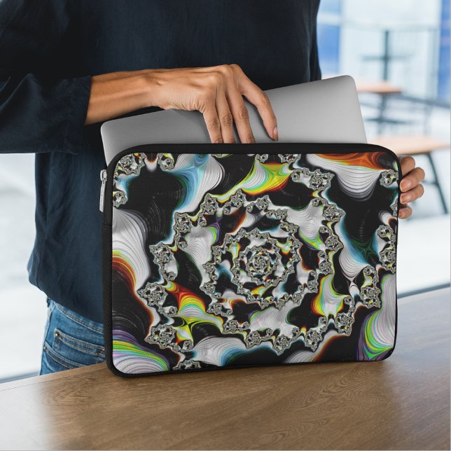 Modern färgstark Psychedelic Spiral Fractal Laptop Fodral (Skapare uppladdad)