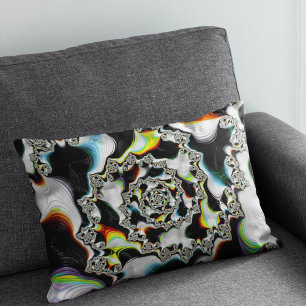 Modern färgstark Psychedelic Spiral Fractal Lumbarkudde
