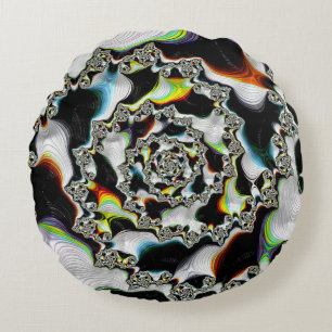 Modern färgstark Psychedelic Spiral Fractal Rund Kudde