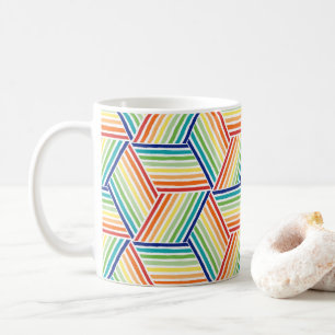 Modern färgstark regnbågskube Mönster Kaffemugg