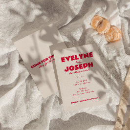 Modern färgstark retro-Funky, unik Bröllop Inbjudningar