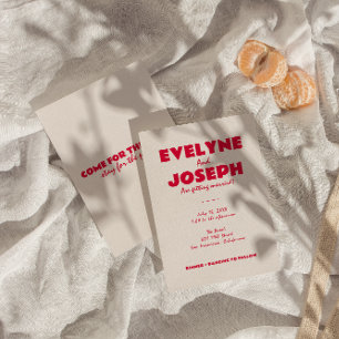 Modern färgstark retro-Funky, unik Bröllop Inbjudningar