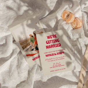 Modern färgstark retro-Funky, unik Bröllop Inbjudningar