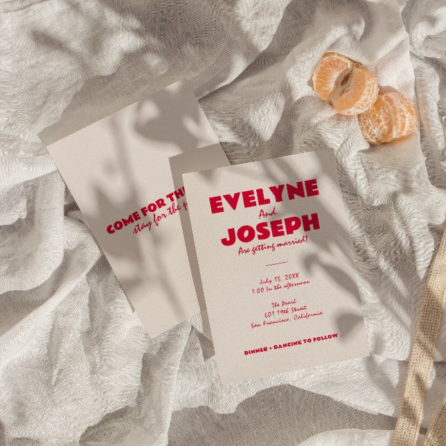 Modern färgstark retro-Funky, unik Bröllop Inbjudningar (Skapare uppladdad)