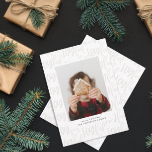 Modern färgstark roligt-fotochristmas i familjen M Julkort