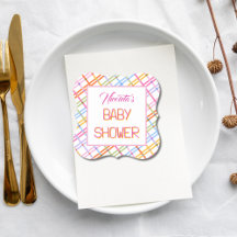 Modern Färgstark Rutig Baby Shower Tema