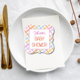 Modern Färgstark Rutig Baby Shower Tema Underlägg Papper