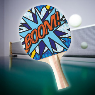 Modern färgstark Tecknad Bok BOOM-typografi Pingisracket