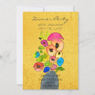 Modern färgstark tema blommigt design party tema inbjudningar