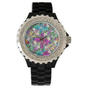 Modern färgstark tropisk botanisk Mönster Armbandsur