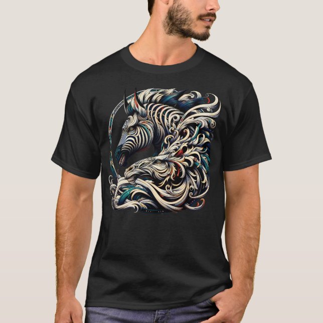 Modern färgstark, variabel konsthzebradesign tryck t shirt (Framsida)