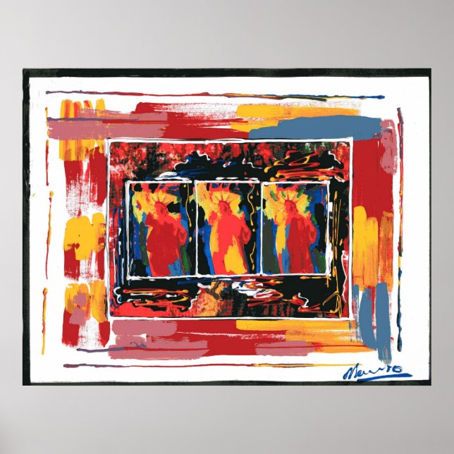 Modern färgstark vattenfärg 9-11 Frihetsgudinnan Poster (Framsidan)