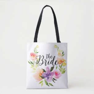 Modern färgstark vattenfärg andedräkt Bridetext Tygkasse