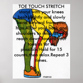 Modern färgstark vattenfärg Toe Touch-sträckning Poster