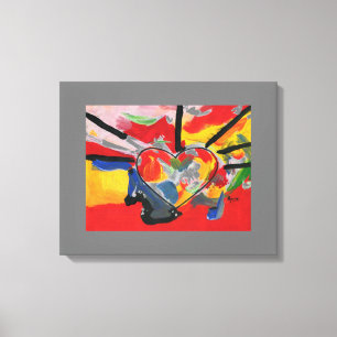 Modern färgstark vattenfärgad abstrakt - hjärtkoll canvastryck