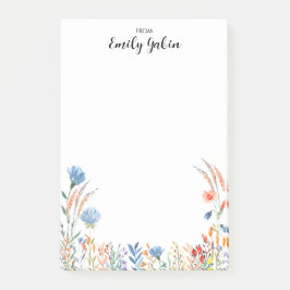 Modern färgstark vattenfärgsblomma Postit-anteckni Post-it Block