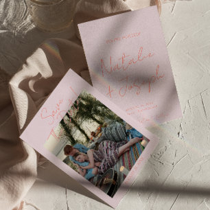 Modern färgstark, vismisk pastellfoto Bröllop Spara Datumet