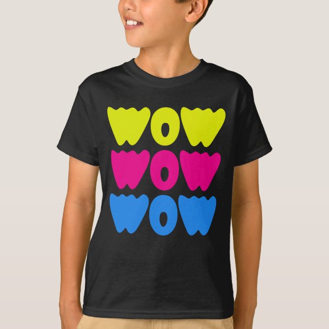 Modern färgstark WOW MAMMA - en enkel dag T Shirt (Framsida)