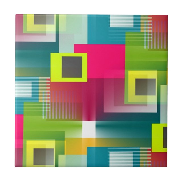 Modern färgstarka geometriska former Abstrakt Möns Kakelplatta (Framsidan)