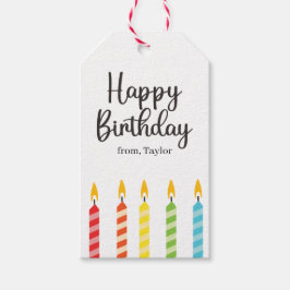 Modern färgstarka Grattis på födelsedagen-ljus Presentetikett