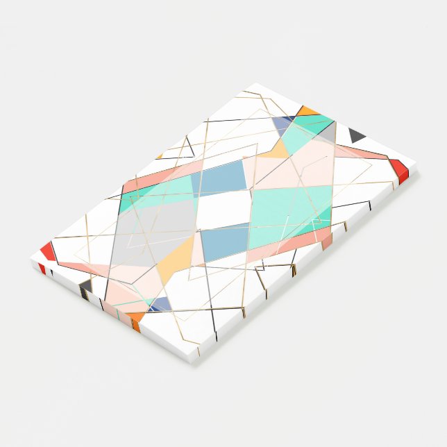 Modern färgstarka Guld-geometriska streck i Abstra Post-it Block (Vinklad)