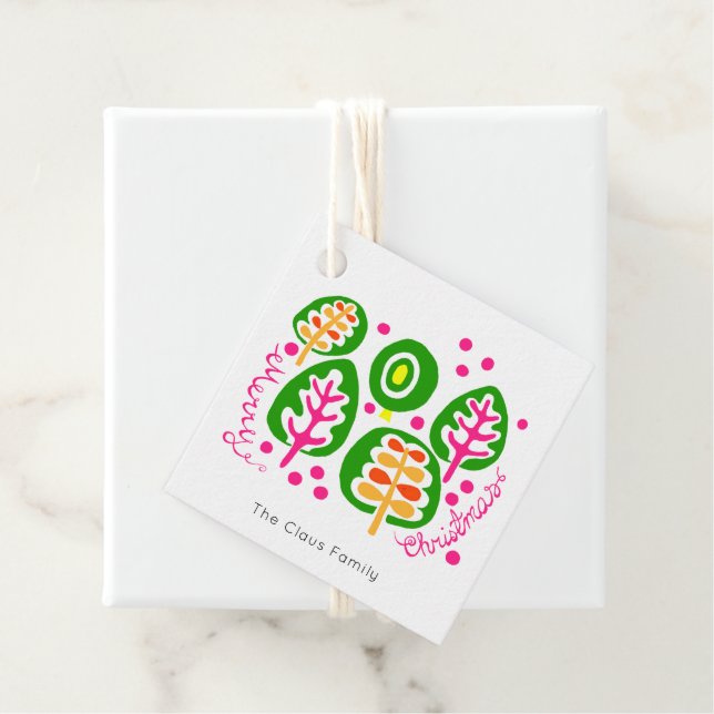 Modern färgstarka Märkre i helgdag Julgran Gåvor Etiketter (På plats)