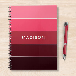 Modern färgstarka Pinks Colorblock Personlig Namn Anteckningsbok